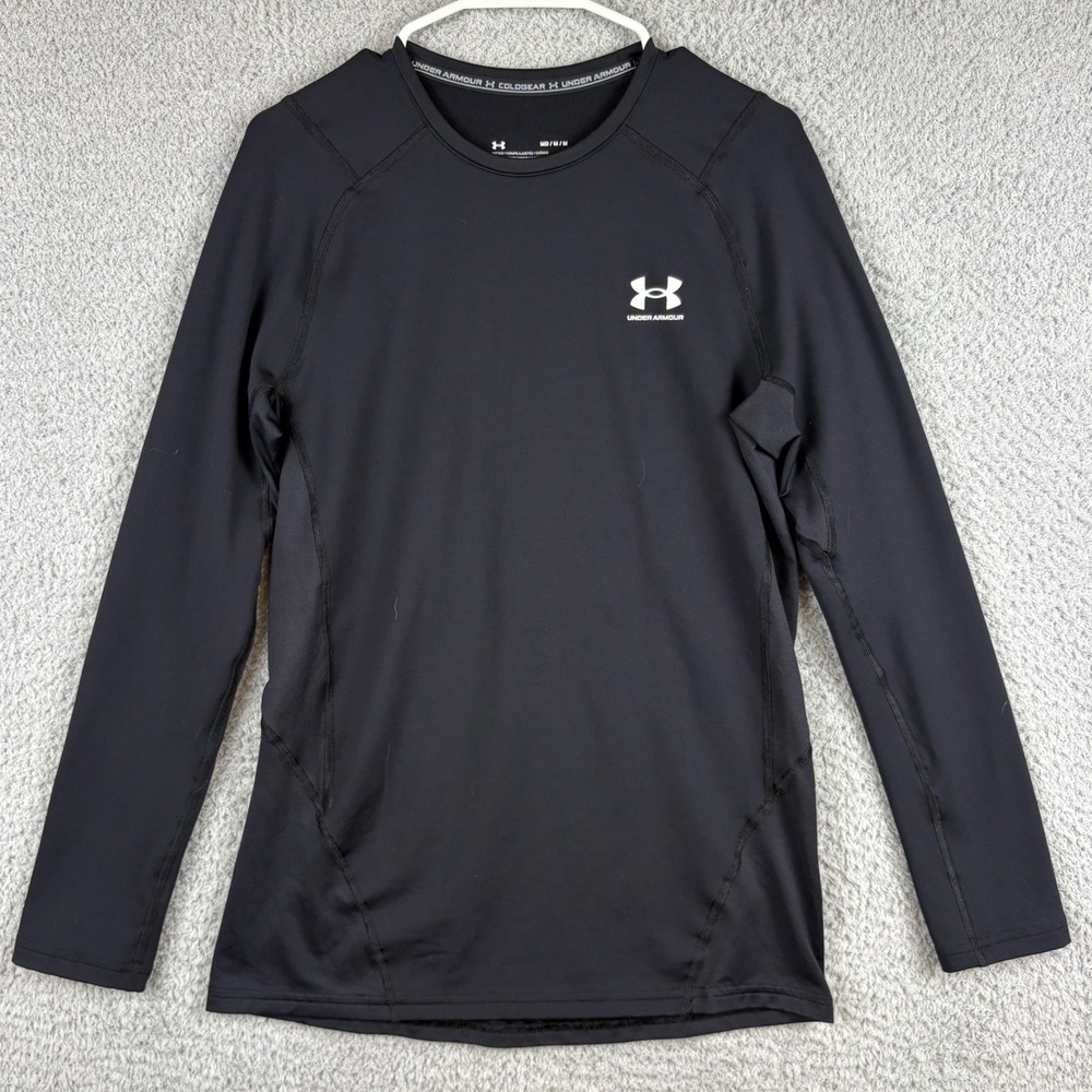 Under Armour Shirt Mens Medium Black Compression Coldgear Fitted Base Layer Gym